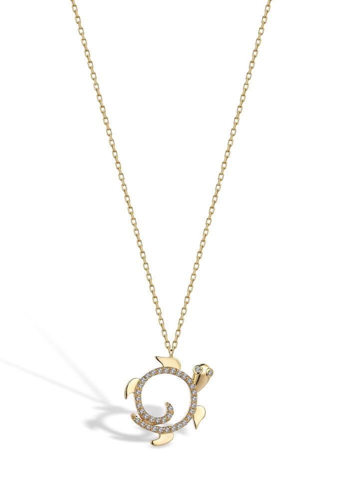 0.09ct Pırlanta Taşlı Kaplumbağa Kolye