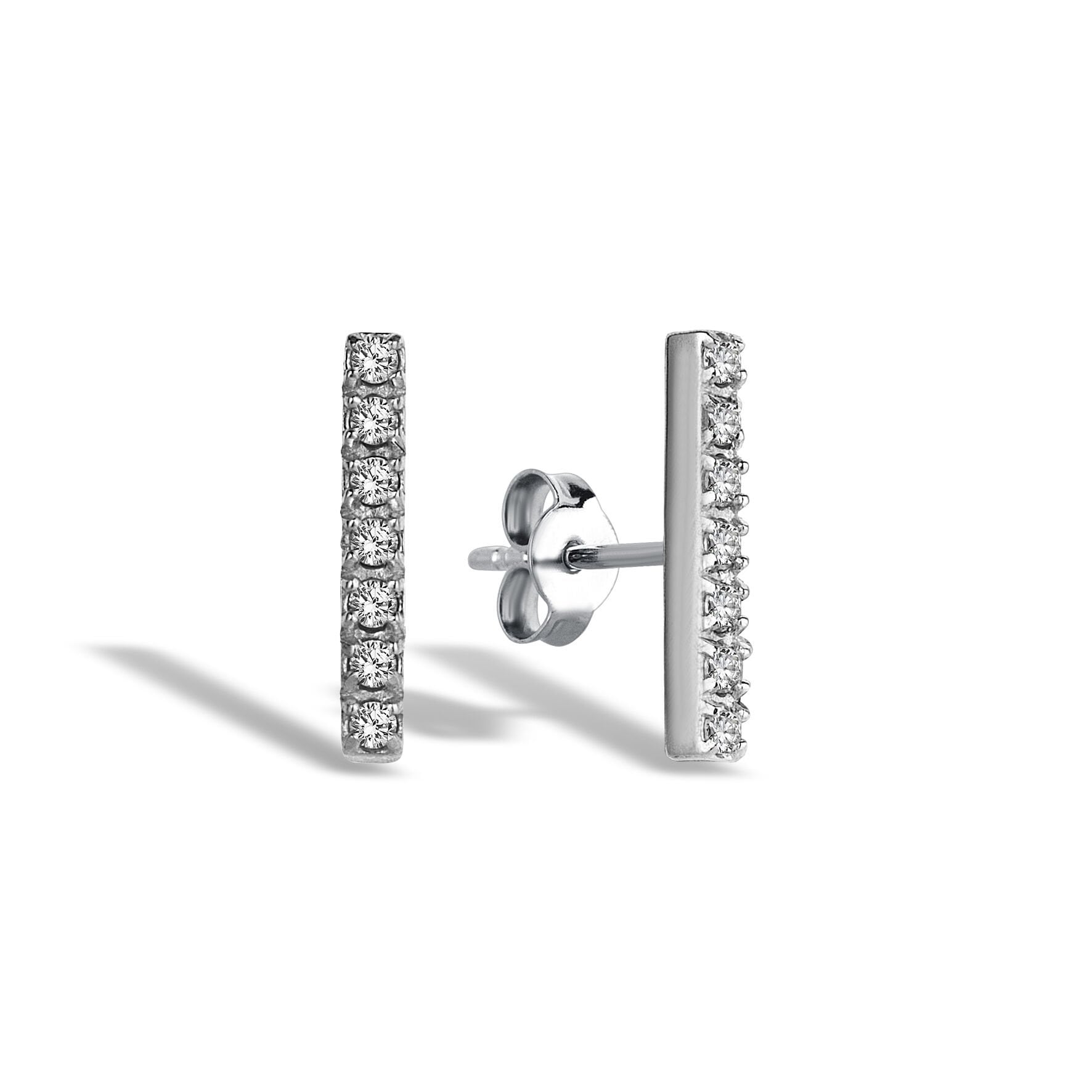 0.12ct Pırlanta Uzun Bar Küpe