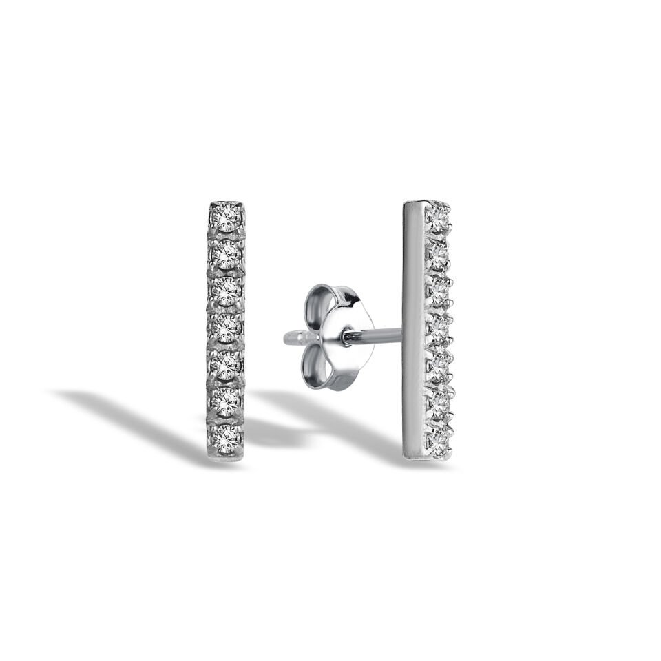 0.12ct Pırlanta Uzun Bar Küpe