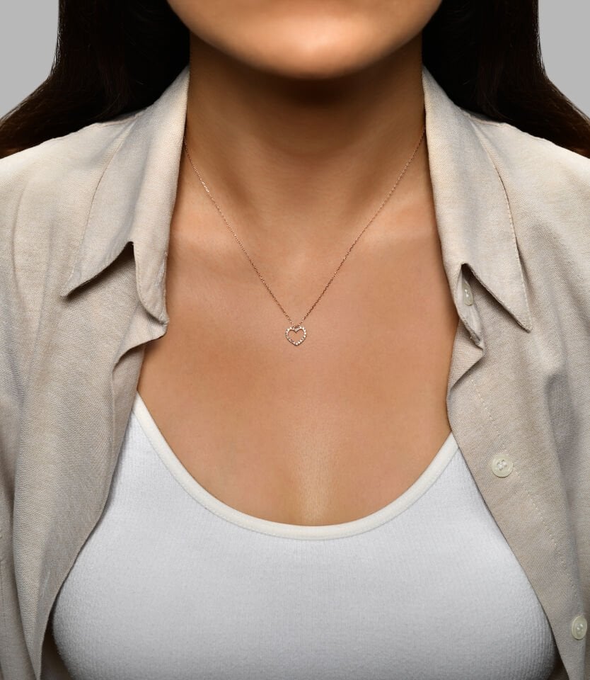 0.12 Karat Pırlanta Kalp Kolye